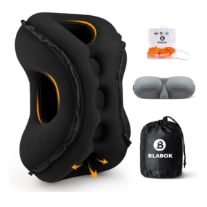 Inflatable Travel Pillow with Eye Mask & Earplugs
