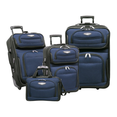 Premium Expandable Rolling Upright Luggage, Navy, 4-Piece Set