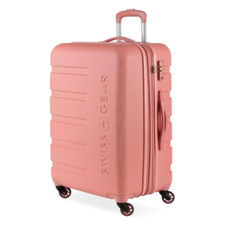 Hardside Expandable Luggage with Spinner Wheels, Coral Almond, Checked-Medium 23-Inch