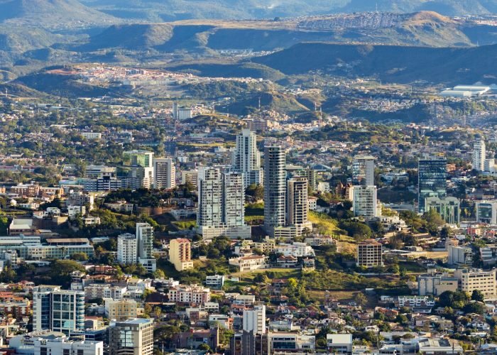 Aerial shot of the buildings in Tegucigalpa, Honduras