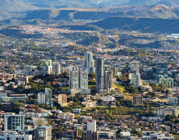 Aerial shot of the buildings in Tegucigalpa, Honduras