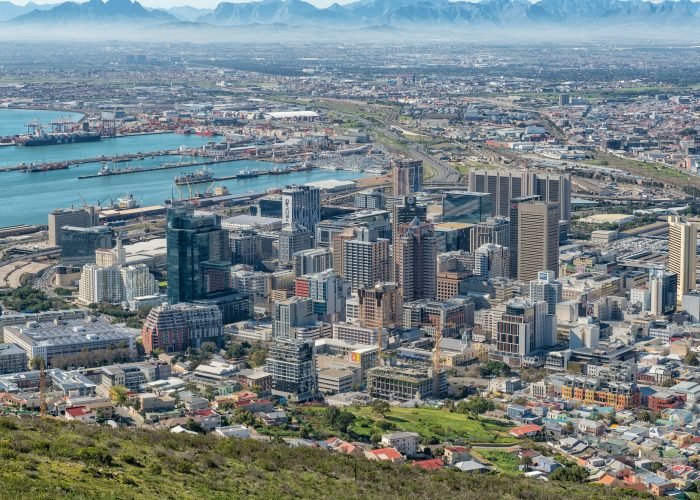 Aerial view of the Central Business District of Cape Town