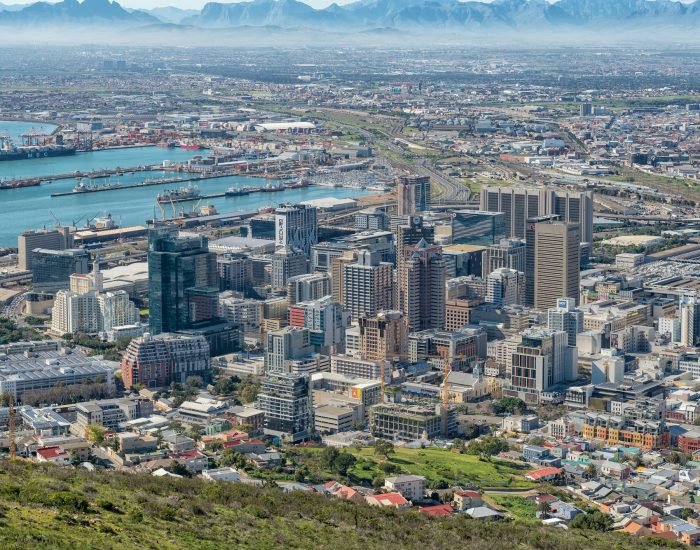 Aerial view of the Central Business District of Cape Town