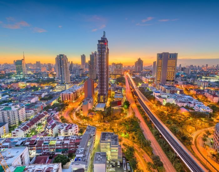 Bangkok, Thailand city skyline at dusk.