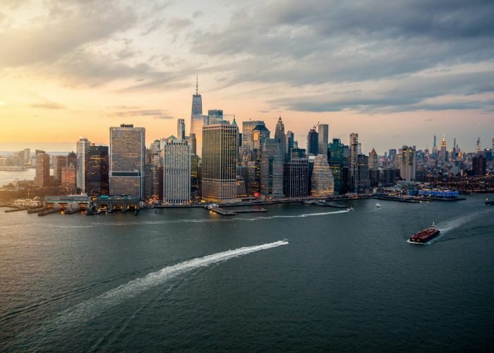 New York City Skyline during a cloudy sunset