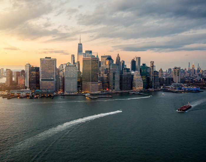 New York City Skyline during a cloudy sunset