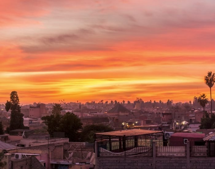 Panoramic shot of the Marrakech city skyline