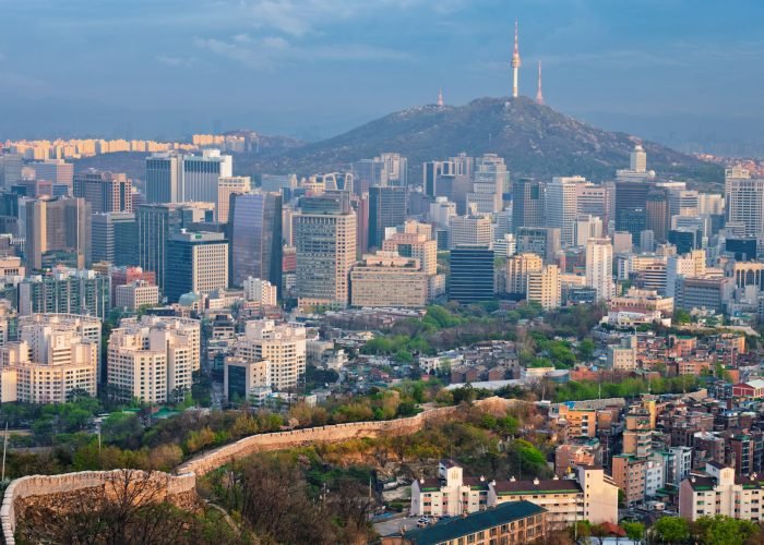 Seoul skyline on sunset, South Korea.