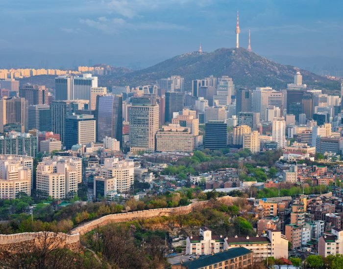 Seoul skyline on sunset, South Korea.