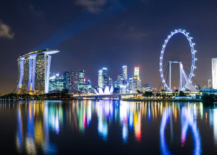 Singapore skyline at night