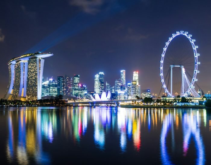 Singapore skyline at night