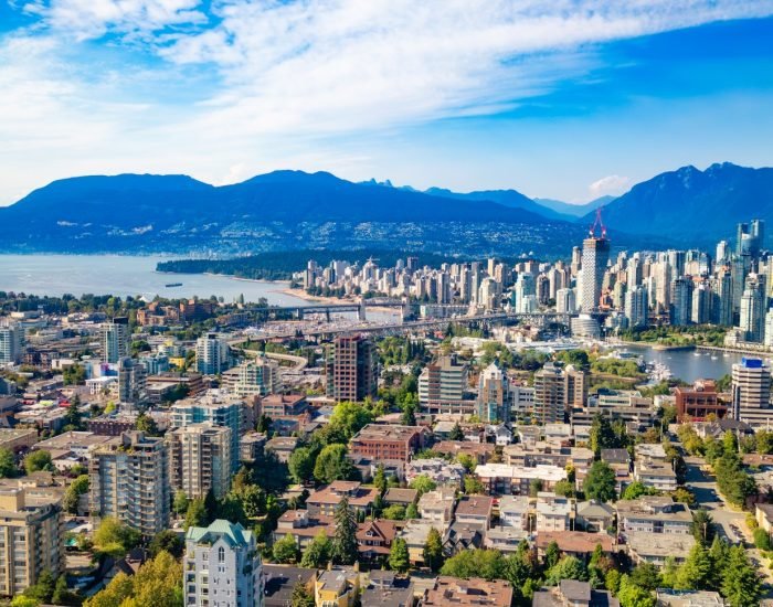 Vancouver City, BC, Canada. Mountains in Background. City Panorama Background